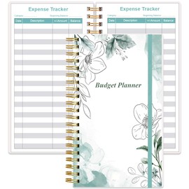 Budget Planner - A6 Expense Budget Tracker, Budget Book for Ledger Book, Money Organizer for Wallet, 3.75" x 6.75", Teal Flower