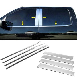 Overun Polished Stainless Steel Window Sill Moldings+Door Pillar Overlay Designed for 2014-2018 Silverado Sierra 1500 2500 3500 4 Full DR Crew Cab