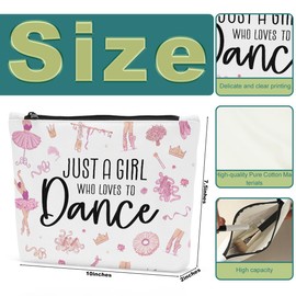 Sldpngo Dance Makeup Bag, Fun Dancer Gifts, Cosmetic Bags for Dancers, Travel Pouch, Pink, Zipper Closure