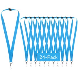 WEZEBEL 24-Pack Sky Blue Lanyards with Safety Breakaway Clasp, Polyester Neck Straps for ID Cards, Keys, Office, School & Events