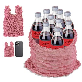 TIKNIK 1Pcs Pink Foldable Reusable Grocery Bags for Travel, Expandable Shopping Bags, Portable Magic Stretch Pleated Tote Bags for Groceries Shopping