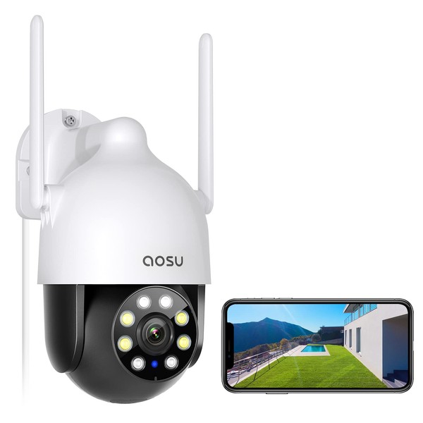 AOSU 2K Outdoor Security Camera with 360° Pan-Tilt, WiFi Camera