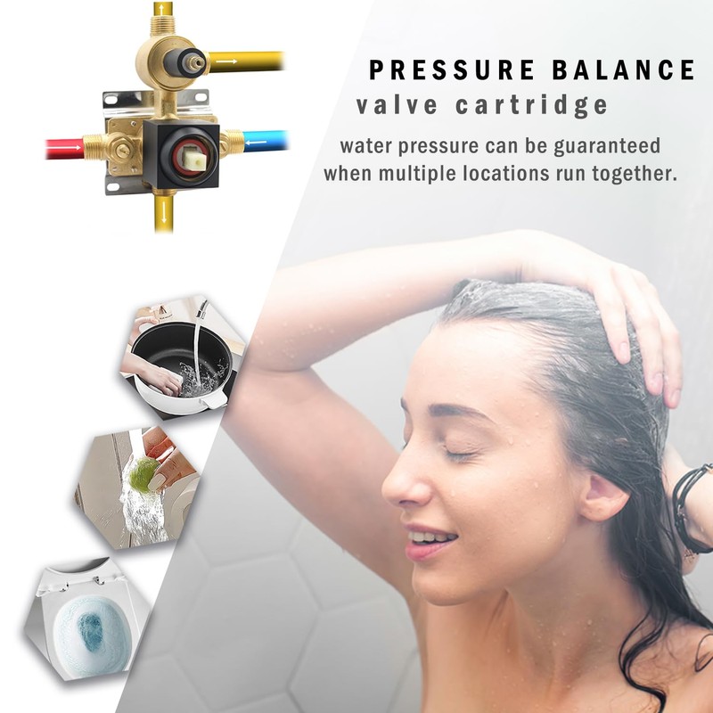 Drettyer Matte Black Concealed 3 Way Outlet Function Shower Diverter