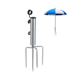 Taicols Parasol Stand with 4 Pegs, Removable Adjustable Spetsbst Umbrella Stand, Ground Spike Parasol Holder Outdoor, Robust Ground Anchor, Parasol, Lawn Spike for Beach, Grass, Sand