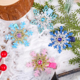 Snowflake Hair Clip for Women Christmas Hair Accessories Rhinestone Hair Barrettes for Women Girls Princess Casual and Party Hair Art Decorations