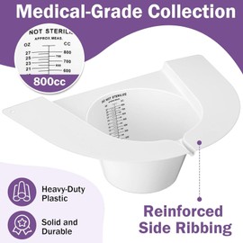 10Pcs Specimen Collector Pans, 27oz 800ml Urine Measuring Container with Pouring Spout, Reusable Urine Collection Hat