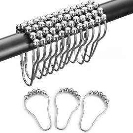 DesertBoy Pack of 20 Shower Curtain Rings, Shower Curtain Hooks, Curtain Rings, Shower Curtain Rings for Bathroom, Living Room, Bedroom, Kitchen (Silver)