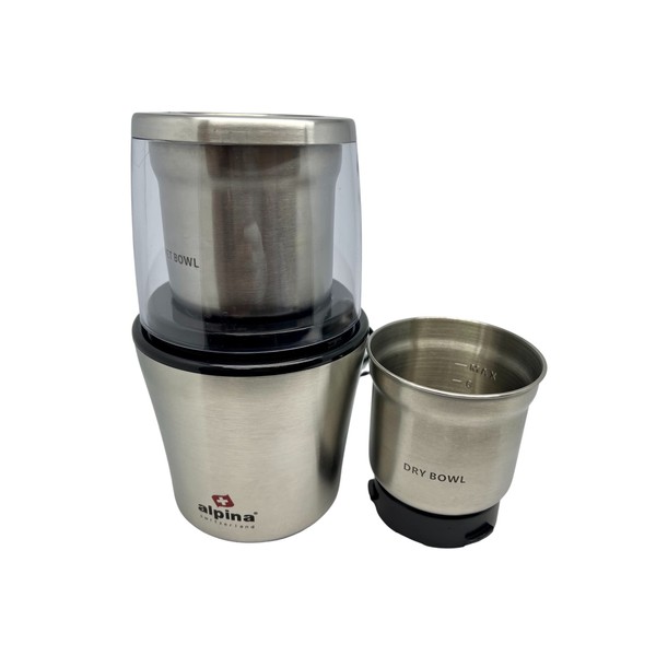 Alpina Coffee Wet and Dry Spice Grinder, Small, Silver