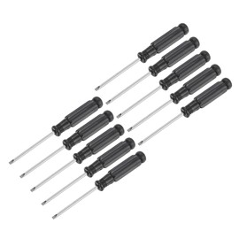 uxcell Mini Slotted Screwdriver, 2.5mm Flat Head with Black Handle for Small Appliances, 10 Pcs