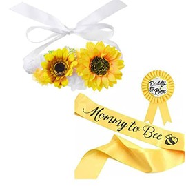 Wallerg Sunflower Bridal Wedding Dress Belt Set for Women, Yellow, (YC-Bride Belt-30)