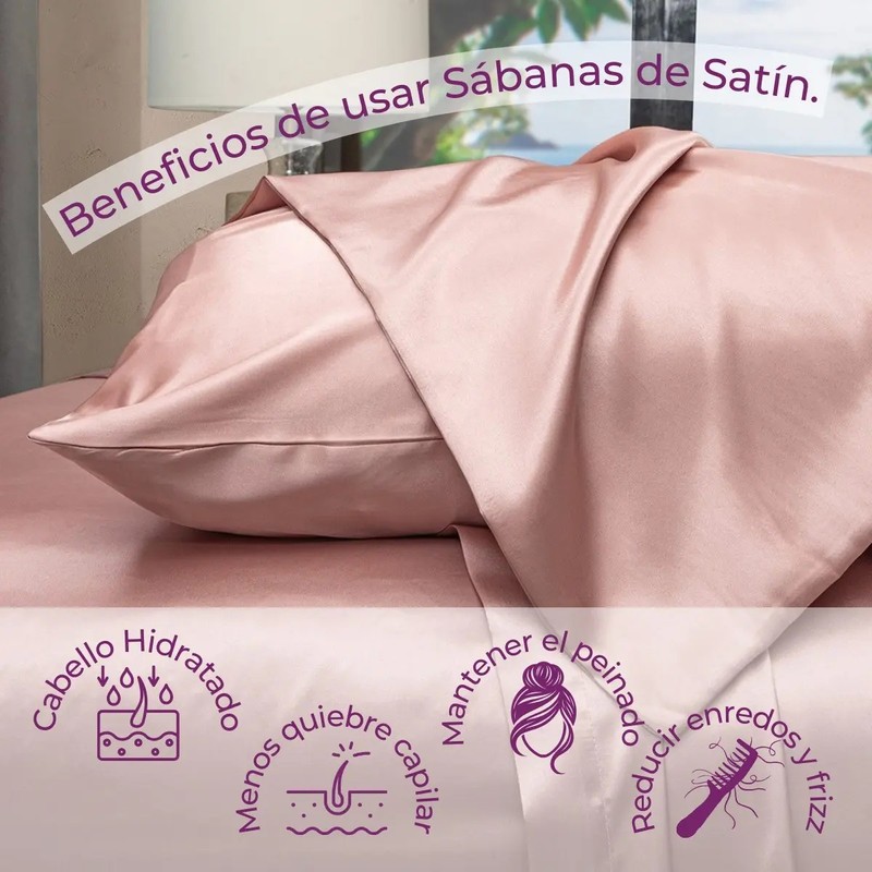 Sábana Lujosa De Satín Matrimonial Brillante Blancos Azteca