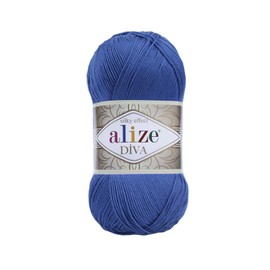 Alize Diva Silky Effect Hand Knitting Yarn Microfiber Acrylic Yarn Thread Crochet Art Lace Craft Lot of 5 skeins 500gr 1915 yds Hand Knitting Yarn (132- Royal Blue)