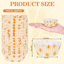 AnyDesign 600Pcs Boho Sun Cupcake Liners Boho Hippie Sunshine Cupcake Wrappers First Trip Around The Sun Party Paper Baking Cup Decorative Cupcake Holders for Baby Shower Wedding Birthday Party Supply