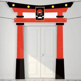Japanese Torii Gate Door Banner – 3PCS Ninja Warrior Backdrop Door Decoration for Karate Birthday Party Photo Booth Props