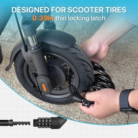 Cable Lock with Holder,Scooter Lock for Electric Scooter Adults, Bike Lock with 4 Digit Resettable Combination, 5.9 FEET Long,0.39in Diameter