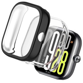 USTIYA Funda para Redmi Watch 5 Case Carcasa Screen Protector Pantalla TPU Cover (Transparente + Negro)