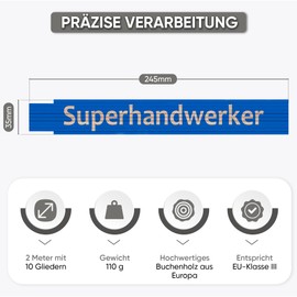 andSmile Folding Rule Blue - Metre Stick with Saying Super Craftsman - Funny Ruler Made of High-Quality Beech Wood - Funny Gifts for Men, Dad, Craftsmen, for Father's Day, Birthday