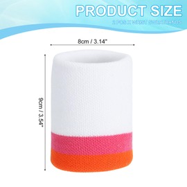 PATIKIL Sports Wristband Sweatbands for Men and Women, 2 Pcs Breathable Tennis Wrist Bands Absorbent Sweat Band for Basketball Football Baseball Running Gym, White/Pink
