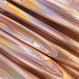 FabricLA Metallic Foil Lame Spandex Knit Fabric (Rose Gold Hologram, 5 Yards)