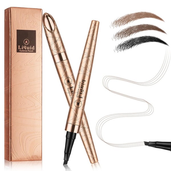 LOPHE Eyebrow Pen with 4 Fork Tip, Long-lasting Waterproof Eyebrow