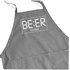 ApronMen - Beer O'Clock Apron - 1 Size Fits All Chef 4 Utility Pockets, Adjustable Neck and Extra Long Waist Ties - Gray Color