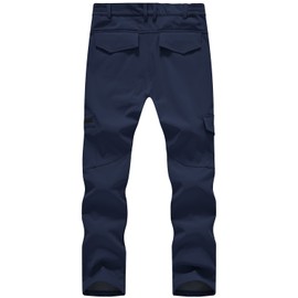 JHMORP Men's Cross Country Ski Snow Pants Waterproof Fleece Lined Softshell Insulated Winter Hiking Cargo Work Pants (Navy,CA 36)