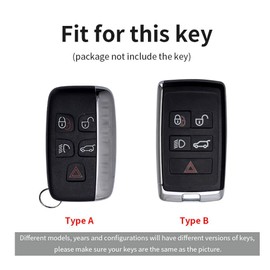 ontto Leather Car Key Fob Cover Keyring for Land Rover Defender Discovery Evoque LR4 Range Rover Sport Jaguar 5-Button Accessories Key Case Keychain Remote Key Shell Key Holder Protector (Beige, B)