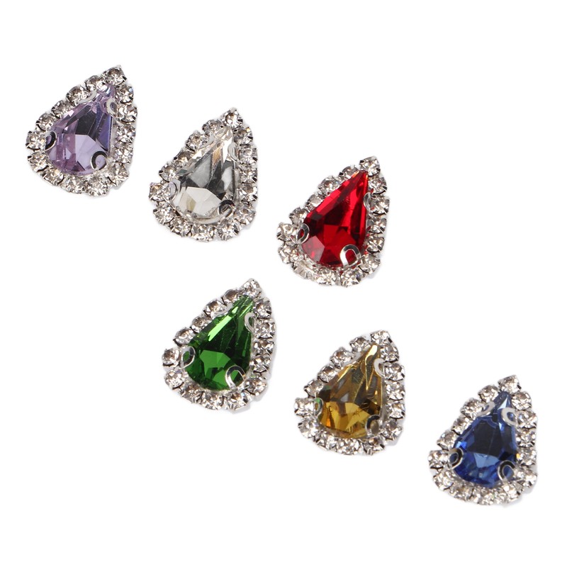 30pcs Sew On Rhinestones 6 Colors DIY Handcraft Glass Rhinestone