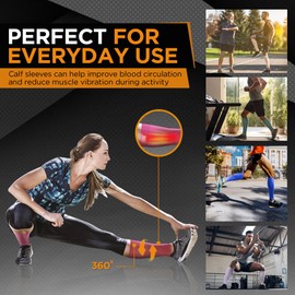 Doc Miller Compression Calf Sleeve for Men & Women, Premium Medical Grade, 20-30mmHg Graduated Support for Running, Calf Tear, Shin Splints, Knee High, Maroon Calf Sleeves, X-Large Size, 1 Pair