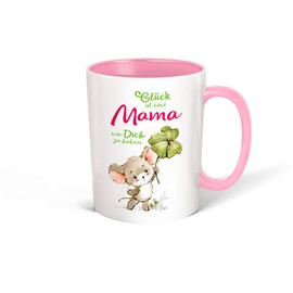 Trötsch Tasse Glück Mama weiß rosa: Kaffeetasse Teetasse Geschenkidee Geschenk (Keramiktasse / Glücksmaus)
