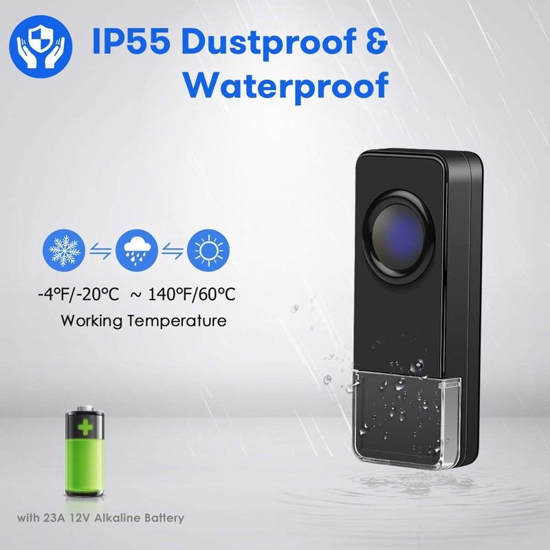 Doorbell Wireless Chime Kit with 2 Door Bells and 2