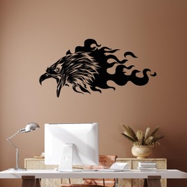 Large Vinyl Wall Decal Eagle Attacks Angry Bird Head Flamy Decor Stickers Mural (g9477) Black