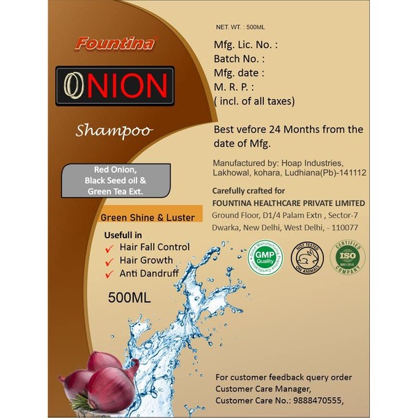 FOUNTINA ONION SHAMPOO 500ml