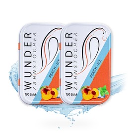 Wunder Zahnstocher - Toothpick with Flavour - Fresh Breath with Flavoured Toothpicks - Pack of 2 (Peach/Ice)