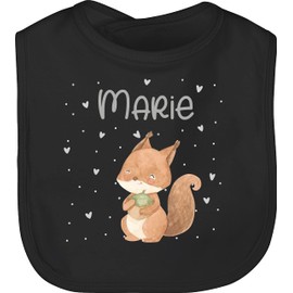 Geschenk mit Namen personalisiert by Shirtracer - Baby Bib - Animals - Squirrel Squirrel, 4 Black