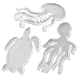 SEWACC 3pcs Hand Molds Octopus Decor Sea Decor Marine Animals Keychain Mold DIY Mold DIY Resin Tray Molds Resin Molds Molde De para Resina Epoxy 3D Ocean Decorate Silica Gel