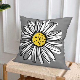 Daisy Floral Throw Pillow Covers Set of 4, Modern Decorative Cushion Covers 18x18 Inch for Decorative Farmhouse Living Room Sofa Bed Home Car Garden Gifts