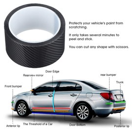 Car Edge Protection, Carbon Tape, Carbon Fibre Sticker, Black Carbon Fibre Protective Film, Car Door Edge Protection, Anti-Scratch Sticker (5 cm x 3 m)