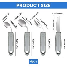 4-Teiliges Parkinson Besteck, 42° Winkel Adaptives Besteck Für Parkinson, Gewichtetes Besteck Bei Tremor, Besteck Fuer Parkinson Behinderte Senioren Für Behinderte Arthritis Parkinsons