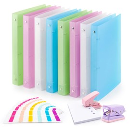 1 Inch Binders 3 Ring - 8 Pack, with Single Hole Punch, Sticky Index Tabs