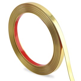 Hungbak Peel and Stick Wall Molding Trim, Flexible PVC Strip for Mirror, Cabinet, Tile Edge and DIY Home Decoration (Glossy Gold, 16.4 ft x 0.8 in)