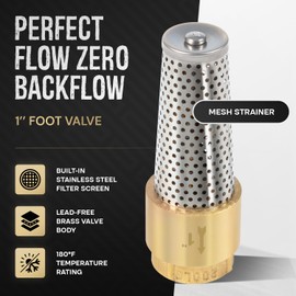 1 Inch Foot Valve No-Lead Brass Heavy Duty Backflow Preventer 1" Foot Valve Female Connection for Maintain Pressure & Prevent Reverse Flow, Compatible with All Brands
