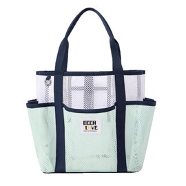 Mesh Beach Bag Women, Foldable Casual Large Capacity Tote Bags, Sandproof Shoulder Handbag for Summer Travel Vocation Picnic (Green)