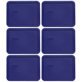 Pyrex 7211-PC Navy Blue Plastic Rectangle Replacement Storage Lid, Made in USA - 6 Pack