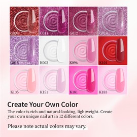 EODCI Nagel Dip Pulver Set, 12 Farben Valentinsnagelkunst Starter Maniküre Salon DIY zu Hause Roter Glitzer Pink Nude Dunkelrosa Keine erforderliche Nagellampe ausgehärtet