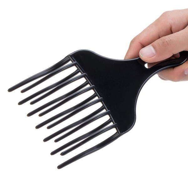 Towarm Hair Comb Insert Afro Hair Pick Hair Fork Comb Plastic High & Low Gear Comb Oil Head Tools Hairdresser Styling Tool Black for Men & Women 2 Pieces (Black - 2 Pieces)