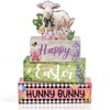 4 Pcs Easter Table Decorations Bunny Tiered Tray Decor Wooden