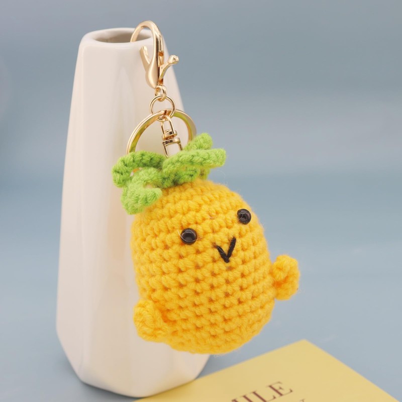 reddipus Pineapple Keychain for Women and Girls, Emotional Support Crochet