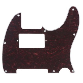 Musiclily 8 Hole Humbucker Tele Pickguard HH Scratch Plate for Fender USA/Mexican Standard Telecaster Modern Style Electric Guitar,4Ply Red Tortoise