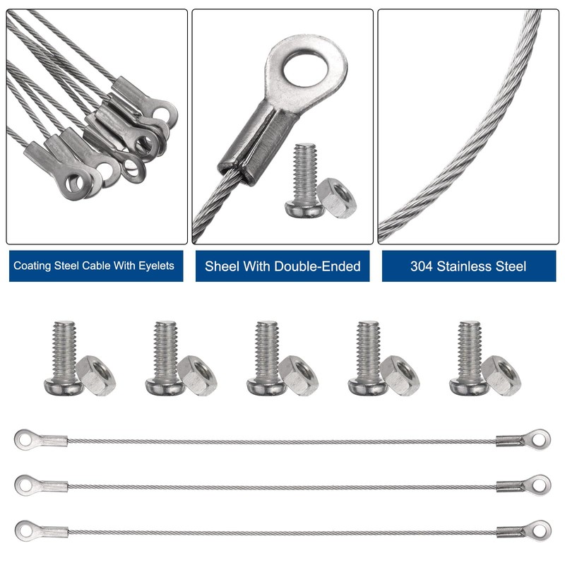 uxcell 10Pcs 8" Cabinet Door Restraint with Screws, 304 Stainless